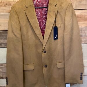 New Men’s Nautica Modern Fit Microsuede Sport Coat Tan Blazer 42R. Ret. $119